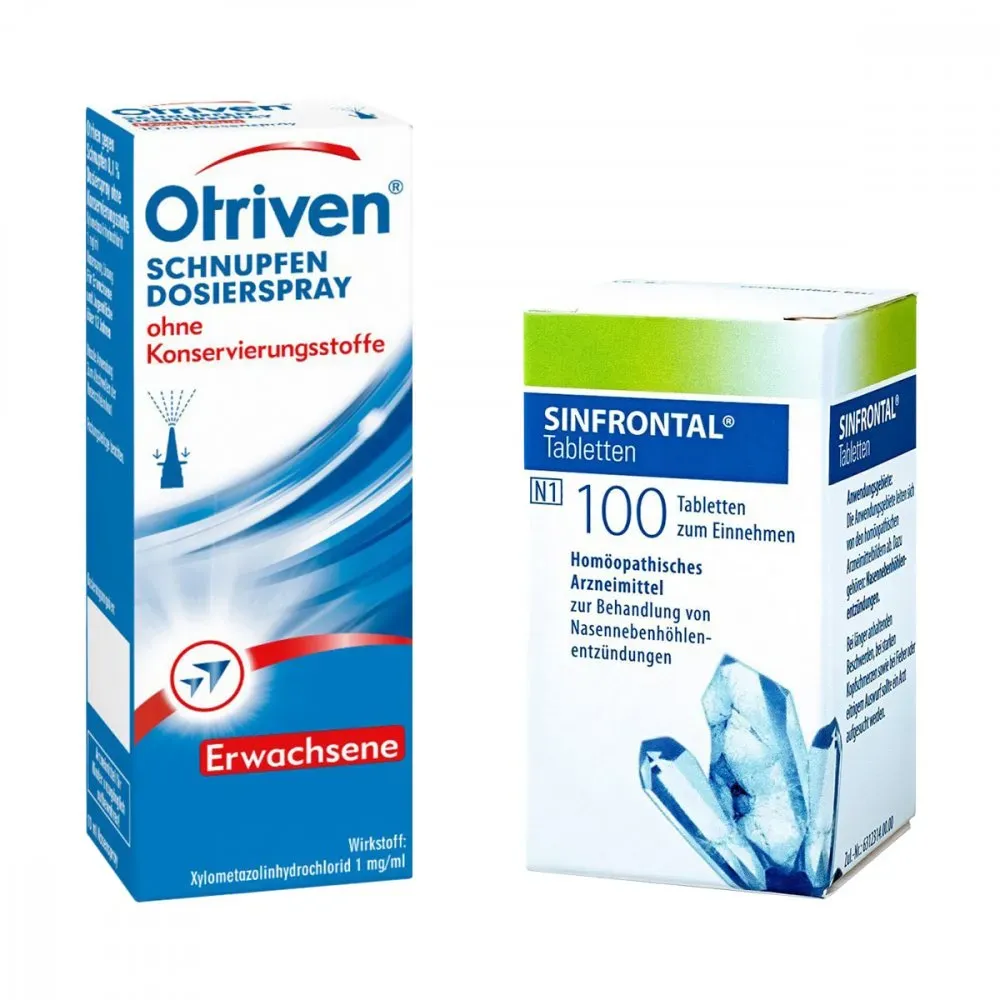 Sinfrontal Tabletten (100 stk) & Otriven 0,1% Nasenspray (10 ml)