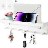 Schlüsselbrett mit Ablage Weiß Schlüsselhalter Weiß Schlüsselboard Edelstahl mit