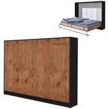 QMM TraumMöbel Schrankbett 140 x 200 cm Braun/Schwarz