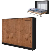 QMM TraumMöbel Schrankbett 140 x 200 cm Braun/Schwarz
