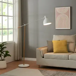 Stehleuchte Banchory Metall 163 cm Holzoptik/Weiß