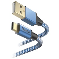 Hama Ladekabel Reflective USB-A/USB-C 1.5m Nylon blau