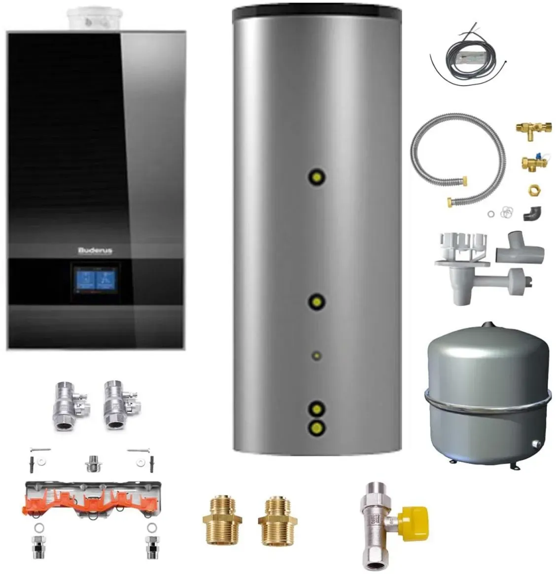 Buderus Gas-Brennwert Paket Kombigerät Logamax plus GB182i.2-20 H 20 kW in schwarz inkl. 150 l Speicher EBS-PU150