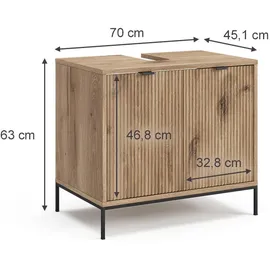Vicco Waschbeckenunterschrank Eliza Viking Oak 70 x 63 cm mit 2 Türen