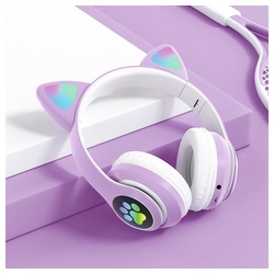 GelldG Bluetooth Kopfhörer Kinder, Faltbare Mädchen Kopfhörer Over Ear Bluetooth-Kopfhörer lila