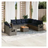 vidaXL Gartensofa-Set 10-tlg. grau Polyrattan