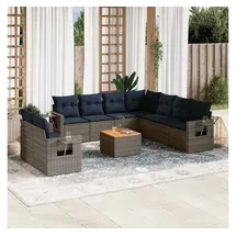 vidaXL Gartensofa-Set 10-tlg. grau Polyrattan