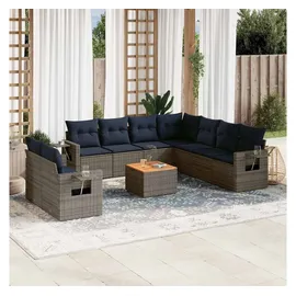 vidaXL Gartensofa-Set 10-tlg. grau Polyrattan