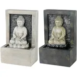 Lumineo 1 Zimmerbrunnen Buddha 23cm Keramik Wasserbrunnen für Zimmer Indoor Brunnen Wasserwand Tischbrunnen Tischdeko Bürodeko Wasser Feng Shui Deko Grau