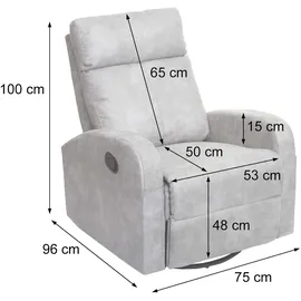Mendler HWC-A54 Premium, Relaxsessel Schaukelstuhl Wippfunktion, drehbar ~ Stoff/Textil hellgrau
