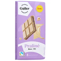 Weiße Schokoladentafel mit Pralinéfüllung Galler Blanc Praline, 180 g