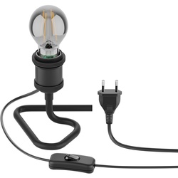 ledscom.de Tischlampe RETRA, Schalter, schwarz + LED Lampe 370lm, extra-warmweiß