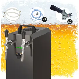 ich-zapfe Komplett Set - Zapfanlage, Bierzapfanlage STREAM 50K mit Luftpumpe Bierkoffer, Durchlaufkühler 2-leitig Trockenkühler, 55 Liter/h - BLACK EDI