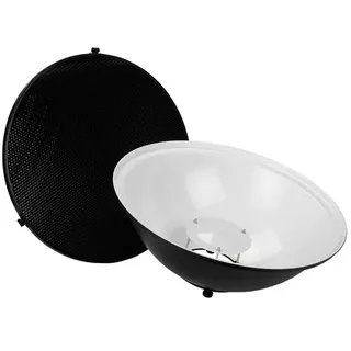 Fotodiox Pro Beauty Dish 48 cm Set mit Wabengitter (50 Grad), für Broncolor (Impact) Kit mit Wabengitter (50 Grad) und Visatec Stroboskoplicht, Beautydish