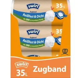 Swirl® Müllbeutel reißfest, mit Zugband, 35 Liter 4006508957538 , 1 Karton = 7 Rollen à 15 Beutel