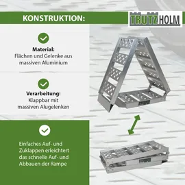 Baumarktplus TRUTZHOLM 1x Auffahrrampe 2-fach klappbar 198cm Traglast 340kg Alu grau gelocht Rampe Verladerampe