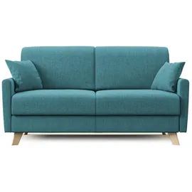 divani.store Edgar Schlafsofa, Stoff, Hellblau, 160 cm (Mat. 120 x 197)