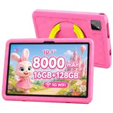 VASOUN TAB11 Kinder-Tablet 10 Zoll,128 GB,8000mAh Tablet (10.1", 128 GB, (Android,WiFi,Dual-Kamera,Bumper Kindersicherung,Elterliche Kontrolle) rosa