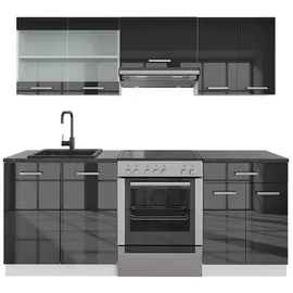 Vicco Küchenzeile R-Line, 200 cm ohne Arbeitsplatte Anthrazit Hochglanz/Weiß, & Küchenblöcke, Küchenzeilen Geräte