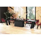 Design Esstisch Tisch HEG-111 Hochglanz XXL ausziehbar 160 bis 412 cm - Schwarz