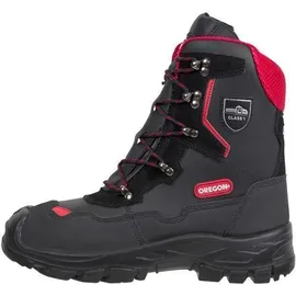 Oregon Yukon Klasse 1 Kettensägen-Schnittschutzstiefel aus Leder, Stahlkappen, wasserabweisende Anti-Statik-Sicherheits-Arbeitsstiefel, Größe 41