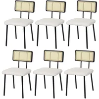 Mendler 6er-Set Esszimmerstuhl HWC-K88, Lehnstuhl Stuhl, Holz Poly-Rattan Metall