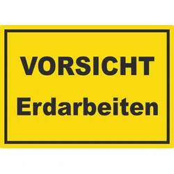 Vorsicht Erdarbeiten Aufkleber mit Text A1 (594x841mm)