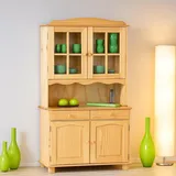 Dmora Sideboard mit Türen und Zwei Schubladen, Farbe Eiche hell, 88 x 198 x 32 cm, Weiß