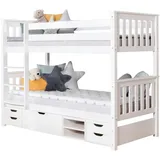 90 x 200 cm inkl. Funktionsschubkasten Kiefer massiv weiß