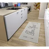 HANSE HOME Bon Appetit de lusso Läufer Teppich – Küchenteppich Küchenläufer mit Schriftzug, rutschfest Pflegeleicht Robust, ÖKO-TEX Teppichläufer für Küche, Flur, Esszimmer – Creme Grau, 62x150cm