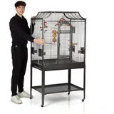 Montana Cages | Premium Vogelkäfig Madeira II Vogelkäfig für Sittiche, inkl. Anflugklappe, Freisitz, 4 Edelstahlnäpfe, AVILON Pulverbeschichtet, ca. 82 x 54 x 153 cm