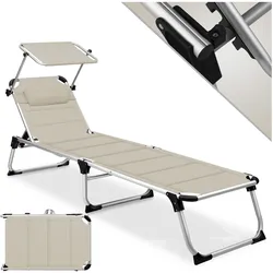 KESSER® Sonnenliege SUN mit Dach Gartenliege Liegestuhl klappbar Sonnendach Verstellbarer Rückenlehne , ergonomisch, gepolsterter Liegefläche, Aluminium Liege Gartenstuhl tragbar Strandliege