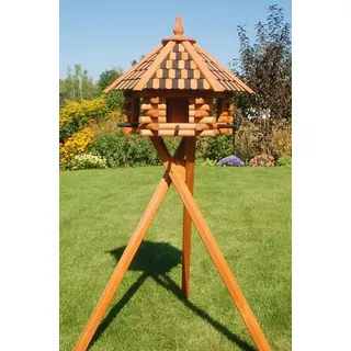 DSH DEKO SHOP HANNUSCH Vogelhaus Vogelhaus XXL, Futterhaus 65 x 50 cm, V15XXL V15 braun XXL Dreibeinständer Solar