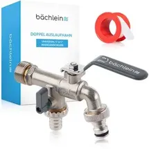 Bächlein Doppel-Wasserhahn 1/2 & 3/4 Zoll anthrazit