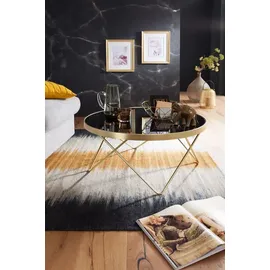 FineBuy Couchtisch Schwarz Gold Glas Ø 82 cm