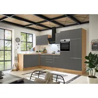 Respekta Winkelküche L-Form 340 cm Grau Eiche