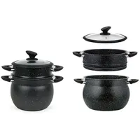 alesvelt Dampfgartopf Sahra 3 tlg. Couscoussiere Kuskus Topfset Dampfgarer 4,2L - 15L, Aluminium, Induktion, mit Glasdeckel, Dampfkochtopf 8.4 l