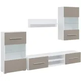 vidaXL 5-tlg. Wohnwand mit LED-Beleuchtung Steingrau Holzwerkstoff