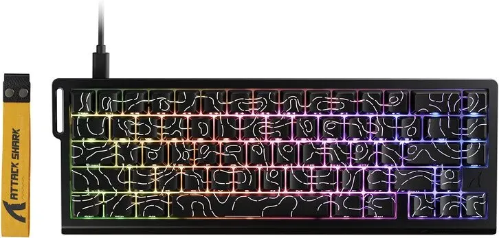 ATTACK SHARK X68 HE Tastatur mit Schnellzugriff, magnetische Schalter, schwarze Konturen (Keycaps mit durchscheinendem Muster)
