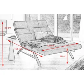 KAWOLA Relaxliege AMERIVA Polyester 120 x 110 x 158 cm Schwarz mit Kissen und Kopfteil