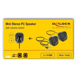 DeLock Mini Stereo PC Lautsprecher mit 3,5 mm Klinkenstecker und USB Stromversorgung,