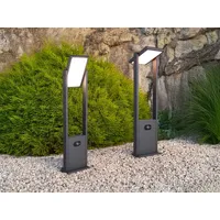 meine wunschleuchte 2er SET schwenkbare Hybrid Sockelleuchten mit Strom, Solar und Bewegungsmelder