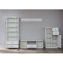 Home Affaire Wohnwand Örebro, (Set, 4-St), Wohnzimmermöbel im zeitlosen Landhausstil - Mit Vollauszug-Funktion weiß