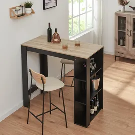 [en.casa] Bartisch Danderyd 120 x 60 x 106 cm Schwarz/Eicheoptik