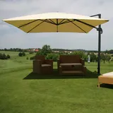 Mendler Gastronomie-Ampelschirm HWC-A96, 3x4m (Ø5m) Polyester Alu/Stahl 26kg ~ creme ohne Ständer