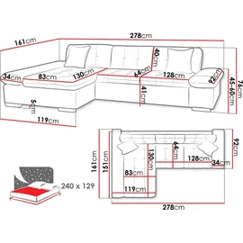 Mirjan24 Ecksofa Malwi mit Bettkasten L-Form Sofa vom Hersteller (Lux 06 + Lux 06 + Lux 05,... - Dunkelgrau