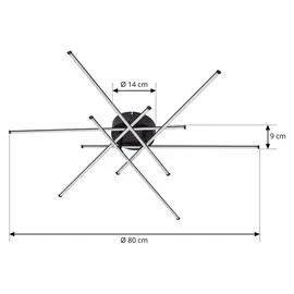 LINDBY Elviano 1-flammig 80 cm schwarz Aluminium