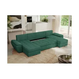 Sofa.de Wohnlandschaft mit Schlaffunktion ¦ türkis/petrol ¦ Maße (cm): B: 357 H: 85 T: 218.0