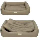 HOUND & NATURE | Öko Hundebett Bern | Weich/Soft | Gr. XXL für Sehr Große Hunde - Kuscheliges Hundebett Waschbar mit Wende - Liegekissen (XXL - 125x95 cm, Taupe)
