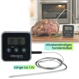 ideoon Grillthermometer 19 cm rostfrei schwarz